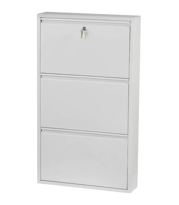 Lockable Shoe Rack Lockable 3-Piece Metal Shoe Rack White Color 1st Class DKP Steel ...